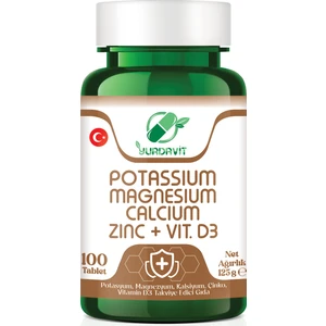 Potasyum Magnezyum Kalsiyum Çinko D3 Vitamini 100 Tablet