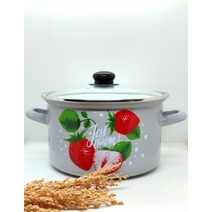 Ebruli Emaye ÇİLEK Emaye Tencere 5 litre 24 cm