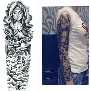 Gerçekçi Geçici Rahibe Kol Dövme Tattoo 17 X 48 Cm Doğal Görünümlü Aksesuar