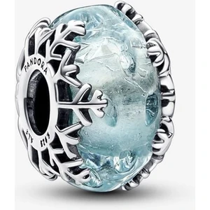 Charmy Accessory Buz Mavisi Kar Tanesi Murano Charm | 925 Ayar Gümüş