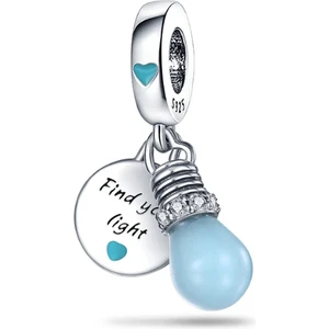 Charmy Accessory Mavi Ampul Karanlıkta Parlayan Charm | 925 Ayar Gümüş