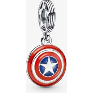 Charmy Accessory Marvel Kaptan Amerika Kalkan Sallahtılı Charm | 925 Ayar Gümüş