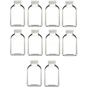 JUNİBELİW 10 Adet 50 ml Cam Şişe Beyaz Plastik Kapaklı Çok Amaçlı Shot Şişesi Meyve Suyu Shot Şişesi 10 x 50 ml