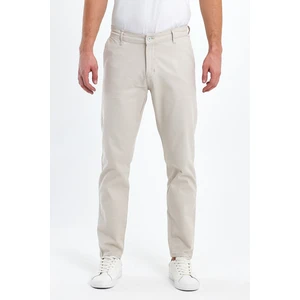 Theseason Erkek Bej Gabardin Pamuklu Keten Slim Fit Yan Cep Esnek Chino Pantolon