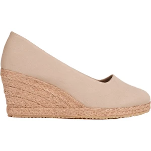 Star Tombis Bej Keten Espadril Dolgu Topuk