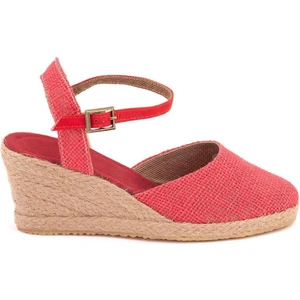 Star Tombis Topuğu Açık Bilekten Bantlı Dolgu Topuk Keten Hasır Espadril