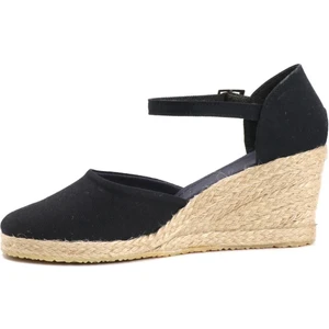 Star Tombis Bilekten Bantlı Topuğu Açık Keten Espadril Dolgu Topuk