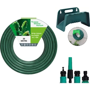 Meteor VNR20 Kırılmaz Örgülü Bahçe Su Hortumu Askılı 20 mt 6 Parça