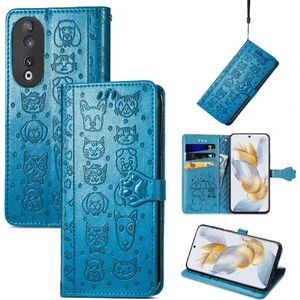 Mays Shop Huawei Onur Için Kılıf 90 5g Deri Kılıf Karikatür Hayvanlar Kısa Kayış Flip (Yurt Dışından)