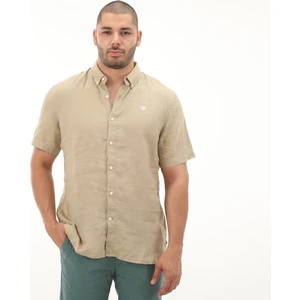 TB0A2DCCDH41 Timberland Linen Short Sleeve Shirt Erkek T-Shirt Haki
