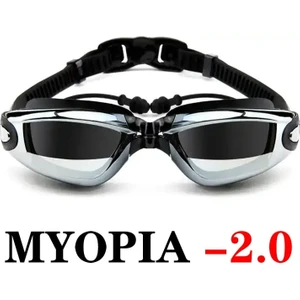 Chaoduo Shop Miyopi Siyah -2.0 Tarzı Reçete Yüzme Gözlükleri Miyopi Yetişkin Çocuk Kadınlar Uzun Saç Silikon Kapaklar Set Dalış Gözlükleri Erkekler Çocuklar Yüzme Gözlükleri Dişli (Yurt Dışından)