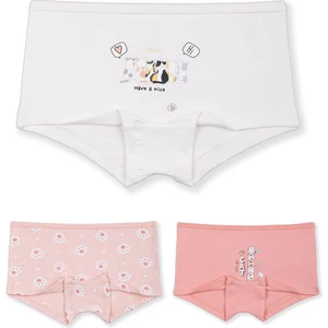 Kız Çocuk Pamuklu Renkli Baskılı Likralı Boxer 3'lü Paket 5362 Renkli