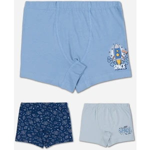 Erkek Çocuk Pamuklu Baskılı Rahat Kesim Likralı Boxer 3'lü Paket 3422 Renkli