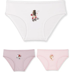 Kız Çocuk Pamuklu Renkli Baskılı Bikini Külot 3'lü Paket 5392 Renkli