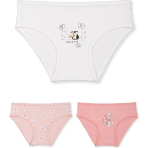 Kız Çocuk Pamuklu Renkli Baskılı Bikini Külot 3'lü Paket 5360 Renkli
