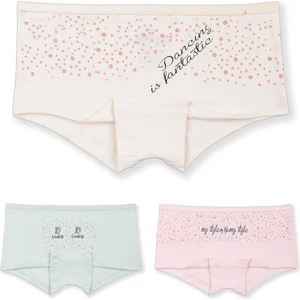 Kız Çocuk Pamuklu Renkli Baskılı Likralı Boxer 3'lü Paket 5374 Renkli