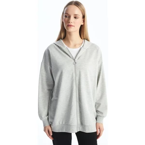 LC Waikiki Lcw Modest Kapüşonlu Düz Uzun Kollu Kadın Fermuarlı Sweatshirt