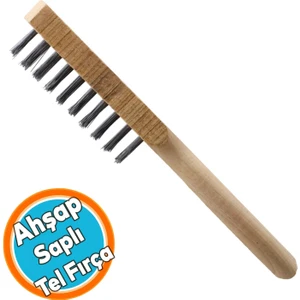 Tel Fırça Ahşap Saplı Kir Pas Mangal Barbekü Izgara Çok Amaçlı Temizleme Fırçası No 5