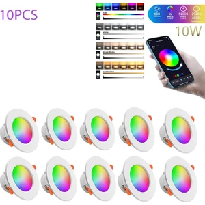 Xiyu Shop 10 Parça LED Downlight Bluetooth Uyumlu Tavan Işığı Rgb Kısılabilir Gömme LED Spot Lamba Rgb+Cw+Ww Akıllı Lamba Çalışması (Yurt Dışından)