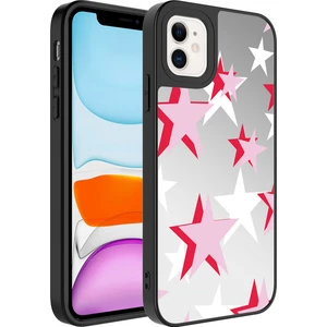 Alan Tech iPhone 11 Uyumlu Aynalı Desenli Kamera Korumalı Parlak Zore Mirror Kapak-Yıldız