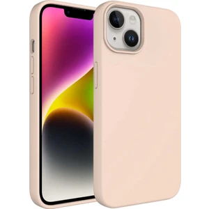 Alan Tech iPhone 14 Plus Uyumlu Sıvı Teknolojili Silinebilir Sert Zore Kivi Kapak-Pembe Açık