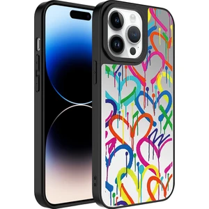 Alan Tech iPhone 14 Pro Max Uyumlu Aynalı Desenli Kamera Korumalı Parlak Zore Mirror Kapak-Kalp