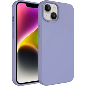 Alan Tech iPhone 14 Plus Uyumlu Sıvı Teknolojili Silinebilir Sert Zore Kivi Kapak-Lavendery Gray