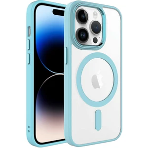 Alan Tech iPhone 14 Pro Max Uyumlu Wireless Şarj Özellikli Zore Krom Magsafe Silikon Kapak-Yeşil