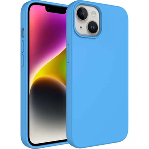 Alan Tech iPhone 14 Plus Uyumlu Sıvı Teknolojili Silinebilir Sert Zore Kivi Kapak-Mavi