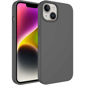 Alan Tech iPhone 14 Plus Uyumlu Sıvı Teknolojili Silinebilir Sert Zore Kivi Kapak-Gri