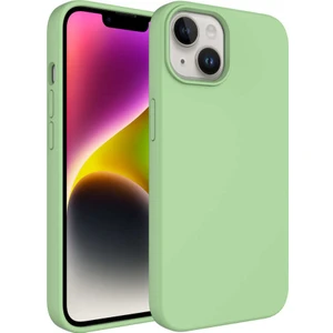 Alan Tech iPhone 14 Plus Uyumlu Sıvı Teknolojili Silinebilir Sert Zore Kivi Kapak-Açık Yeşil