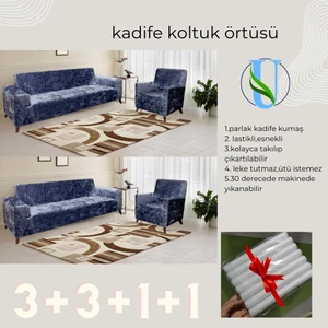 Uy Style Kadife Koltuk, Kanepe, Çekyat Örtüsü , Koltuk Kılıfı 3+3+1+1 Takım