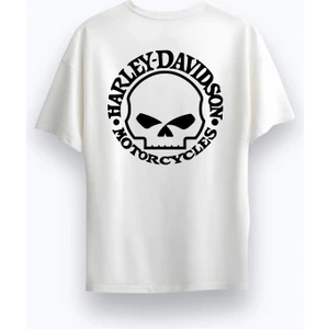 Alex Rosen Unisex Oversize Bisiklet Yaka Baskılı Kısa Kollu Beyaz Tişört