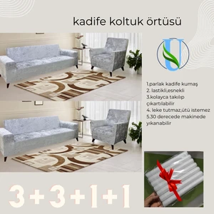 Uy Style Kadife Koltuk, Kanepe, Çekyat Örtüsü , Koltuk Kılıfı 3+3+1+1 Takım