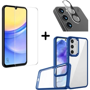 Samsung Galaxy A15 Uyumlu Pastel Renk Telefon Kılıfı Temperli Cam Ekran ve Kamera Koruyucu