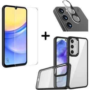 Samsung Galaxy A15 Uyumlu Pastel Renk Telefon Kılıfı Temperli Cam Ekran ve Kamera Koruyucu