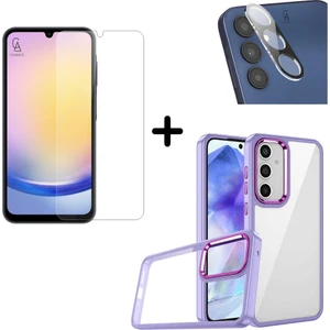 Samsung Galaxy A25 Uyumlu Pastel Renk Telefon Kılıfı Temperli Cam Ekran ve Kamera Koruyucu