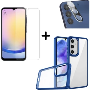 Samsung Galaxy A25 Uyumlu Pastel Renk Telefon Kılıfı Temperli Cam Ekran ve Kamera Koruyucu