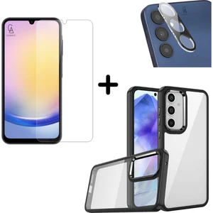 Samsung Galaxy A25 Uyumlu Pastel Renk Telefon Kılıfı Temperli Cam Ekran ve Kamera Koruyucu