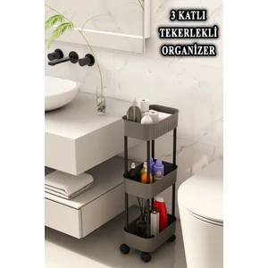 Lizbon Çok Amaçlı 3 Katlı Evye Altı Düzenleyici Dolap Içi Tegah Altıtekerlekli Organizer