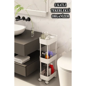 Lizbon Çok Amaçlı 3 Katlı Evye Altı Düzenleyici Dolap Içi Tegah Altıtekerlekli Organizer