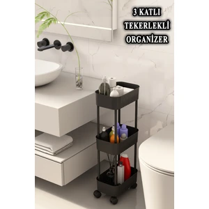 Lizbon Çok Amaçlı 3 Katlı Evye Altı Düzenleyici Dolap Içi Tegah Altıtekerlekli Organizer
