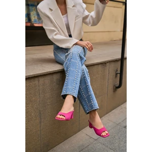 Be Style  Anna Kadın Fuşya Topuklu Terlik