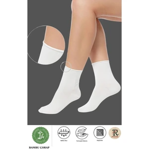 Unisex Bambu Lastiksiz Beyaz Soket Çorap Sıkmayan Çorap