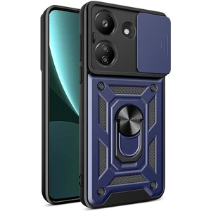 Case 4u Xiaomi Poco C65 Kılıf Magnetik Standlı Kamera Korumalı Sürgülü Vega Kapak Lacivert