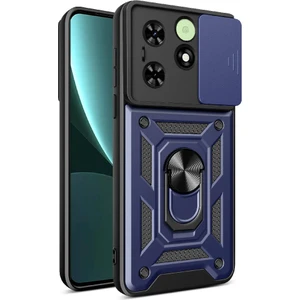 Case 4u Tecno Spark 20 Kılıf Magnetik Standlı Kamera Korumalı Sürgülü Vega Kapak Lacivert