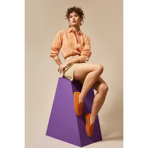 Be Style  Maegan Kadın Turuncu Süet Deri Loafer
