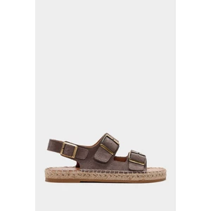 Be Style  Mary Kadın Vizon Süet Deri Espadril Sandalet