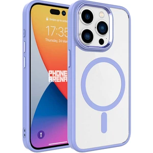 Zeyline Apple iPhone 15 Pro Uyumlu Wireless Şarj Özellikli Zore Krom Magsafe Silikon Kapak-Lila