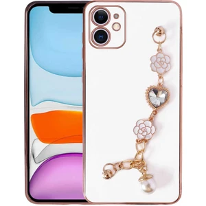 Zeyline Apple iPhone 11 Uyumlu El Tutamaçlı Kamera Korumalı Zore Taka Silikon Kapak-Beyaz